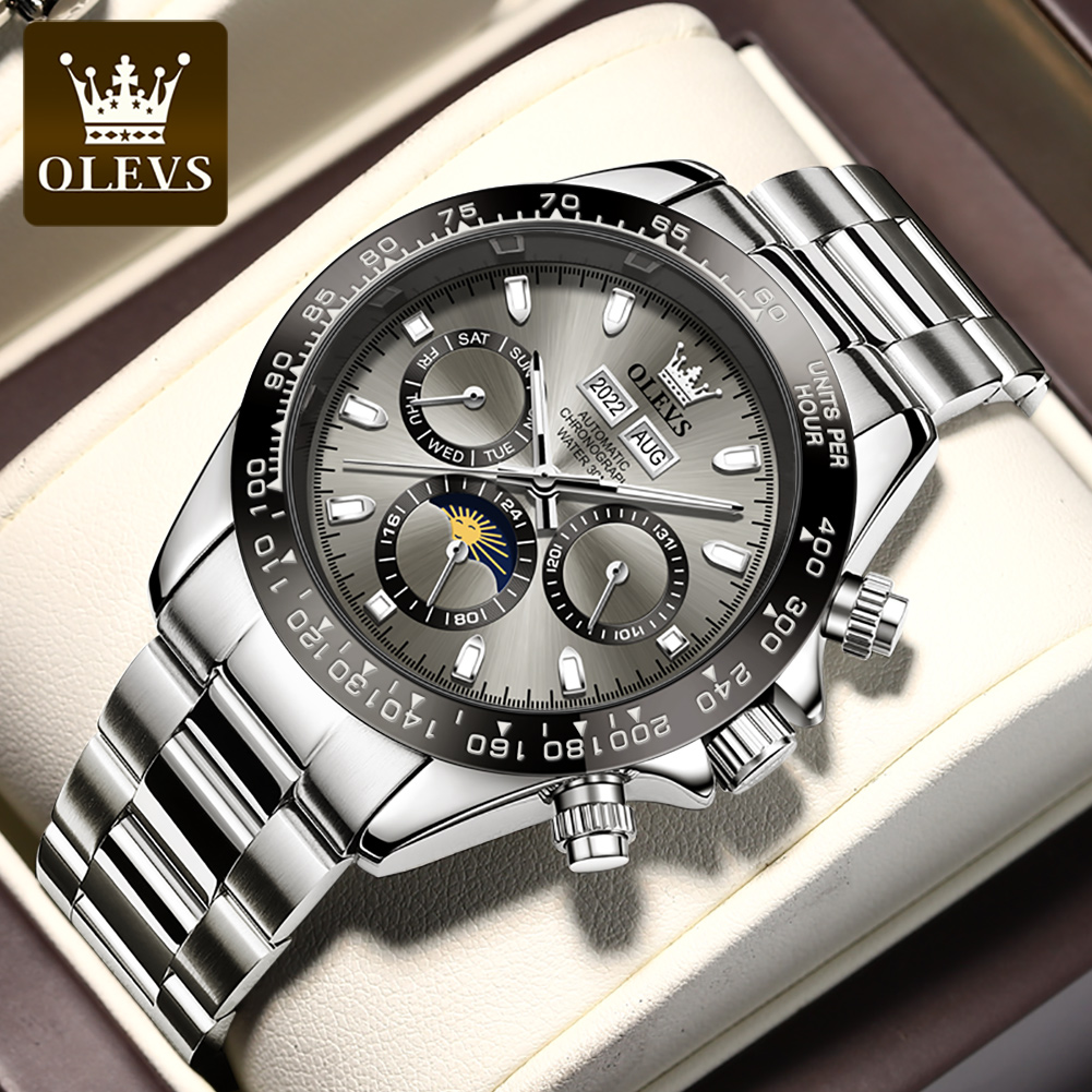 Omega Watch Seamaster - OLEVS 6654 Luxus-Herrenuhr, Chronograph, automatische mechanische